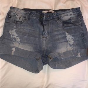 light wash denim shorts